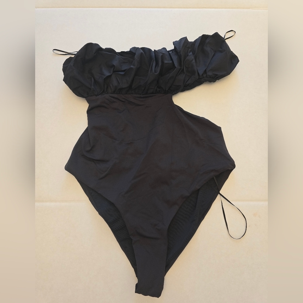 NWT Zara Swimsuit One Piece Strapless In Black Size XL - Picture 6 of 7